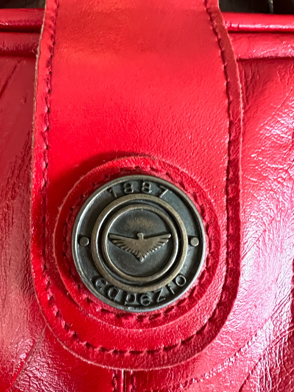 Vintage Capezio Red Leather Doctor Bag Satchel Crossbody Top Handle Purse - Picture 12 of 12
